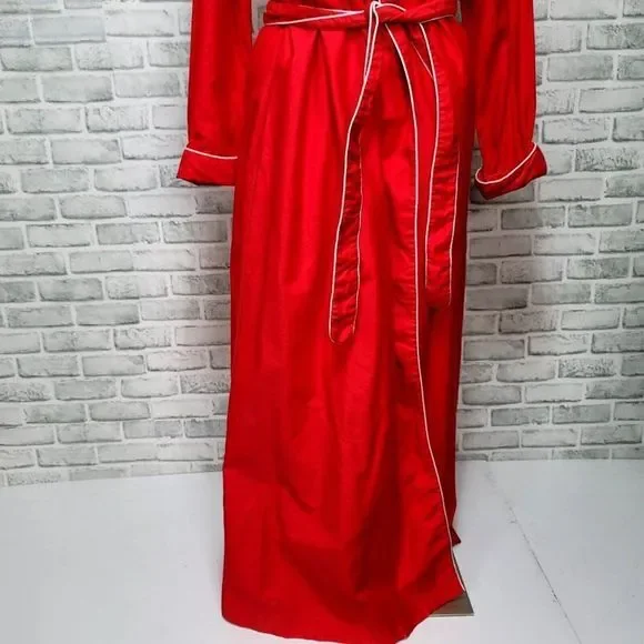 Vintage 70s 80s David Brown California Size L Red White Piping Lightweight  Robe - greenwatershopping.com
